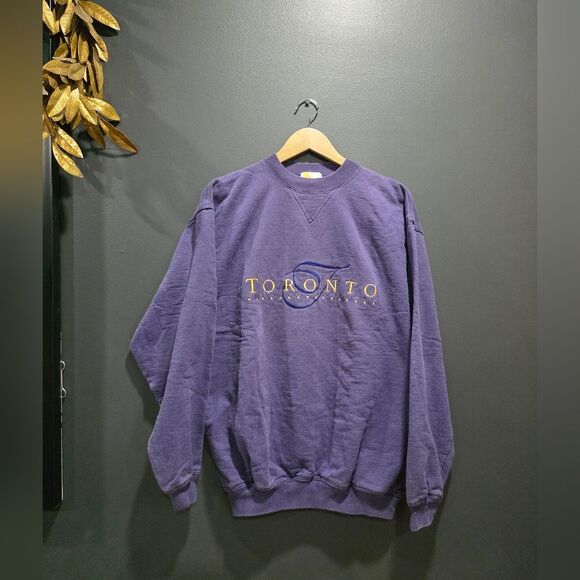 Vintage Toronto Canada Pullover Crewneck Sweatshirt Purple Oh Yes Sz M Oversized - Picture 10 of 10